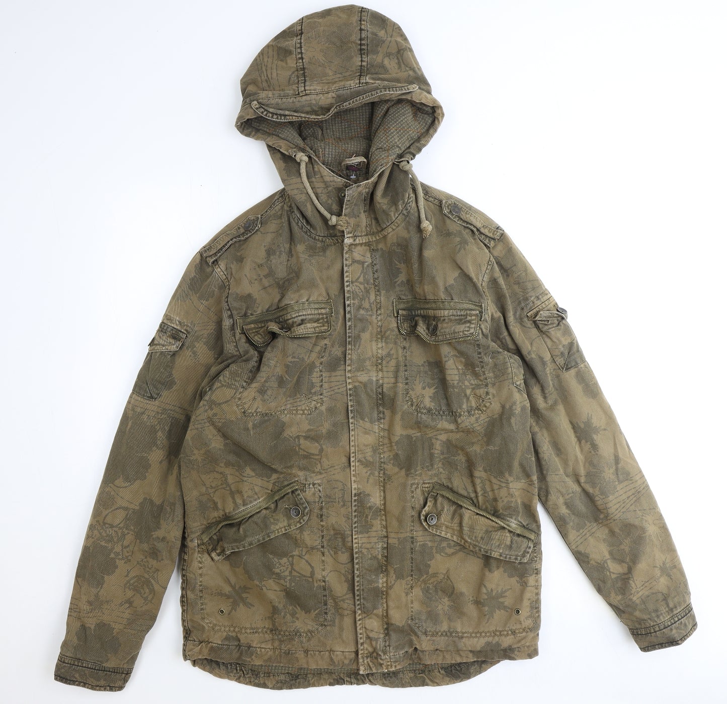 Denim & Co. Mens Brown Camouflage Jacket Size S Zip