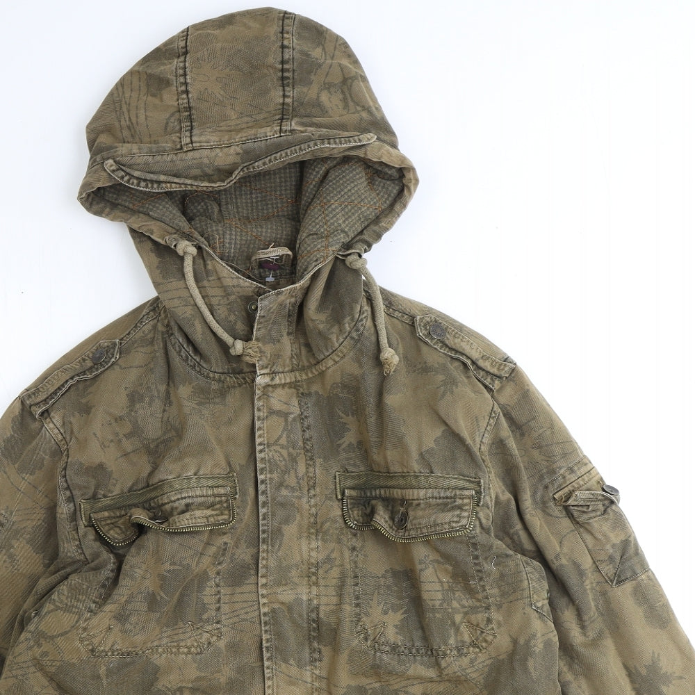 Denim & Co. Mens Brown Camouflage Jacket Size S Zip