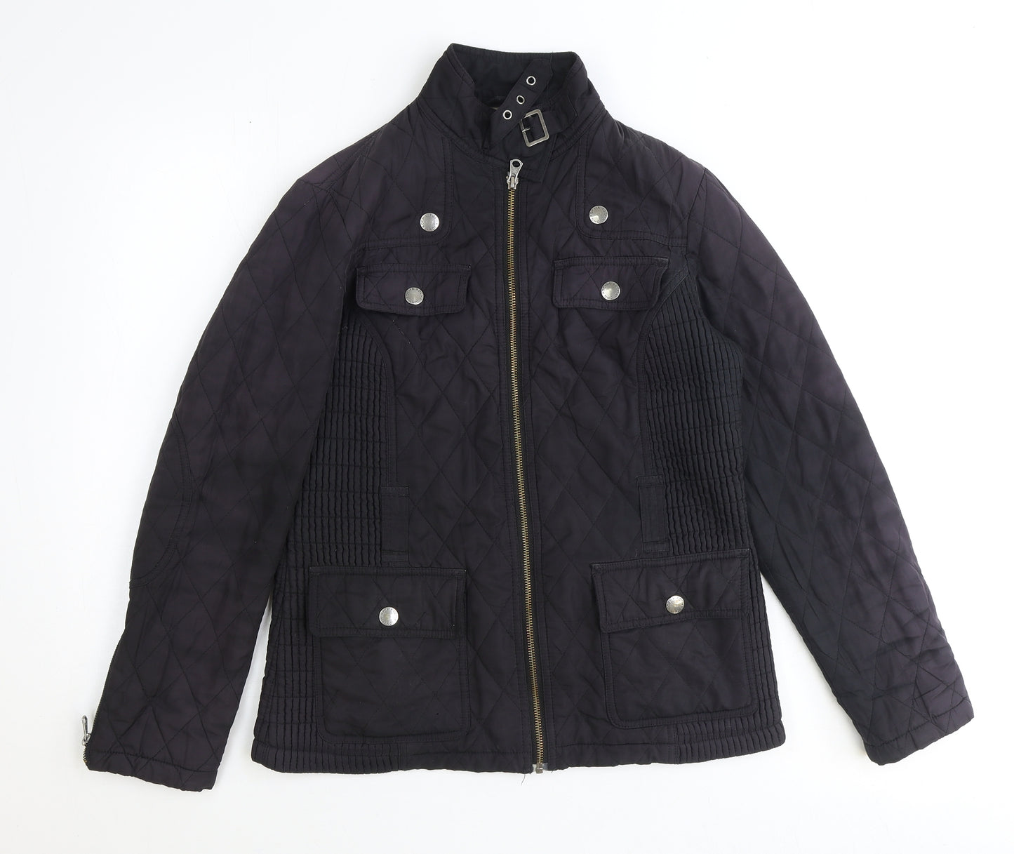John Rocha Womens Black Quilted Jacket Size 10 Zip
