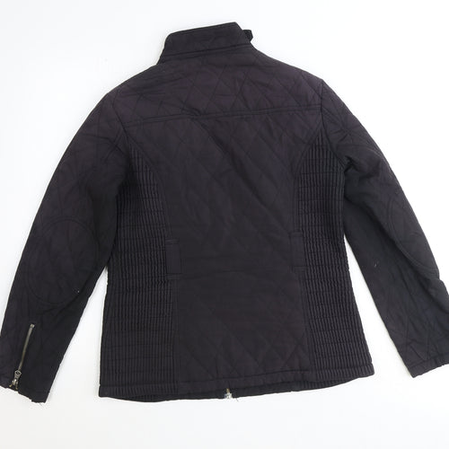 John Rocha Womens Black Quilted Jacket Size 10 Zip