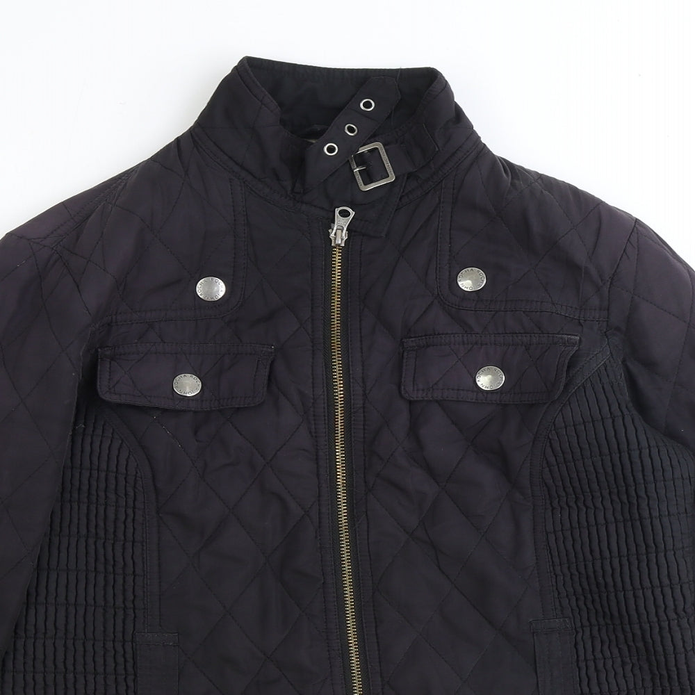 John Rocha Womens Black Quilted Jacket Size 10 Zip