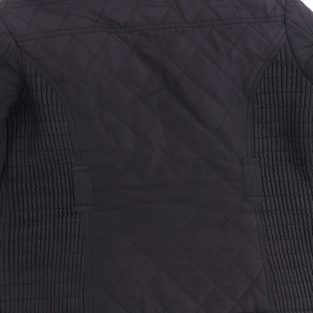 John Rocha Womens Black Quilted Jacket Size 10 Zip