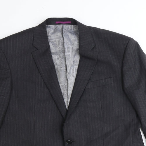 NEXT Mens Grey Striped Polyester Jacket Suit Jacket Size 42 Regular