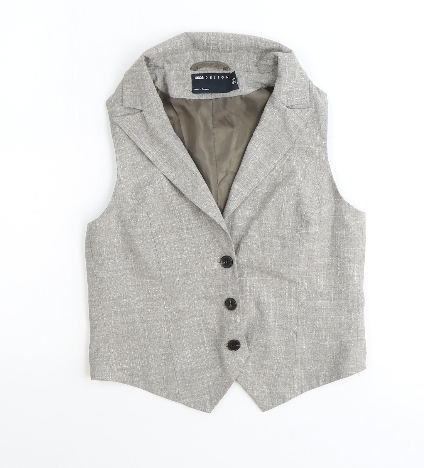 ASOS Womens Grey Polyester Jacket Suit Waistcoat Size 10