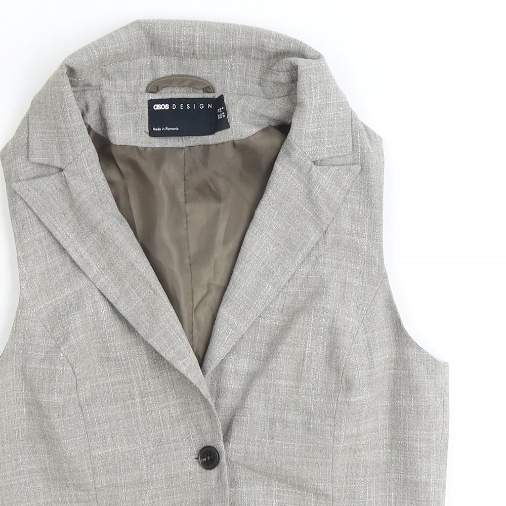 ASOS Womens Grey Polyester Jacket Suit Waistcoat Size 10