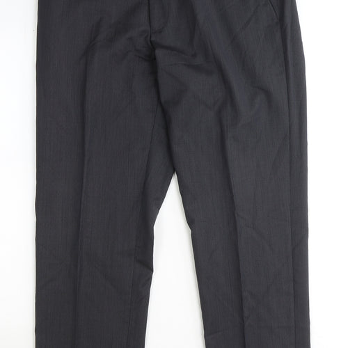 Preworn Mens Black Wool Dress Pants Trousers Size 34 in Regular Zip