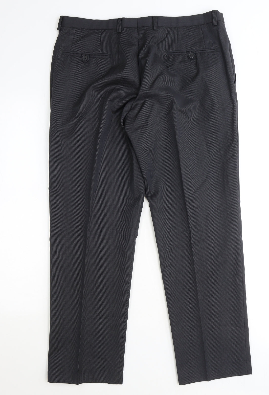 Preworn Mens Black Wool Dress Pants Trousers Size 34 in Regular Zip