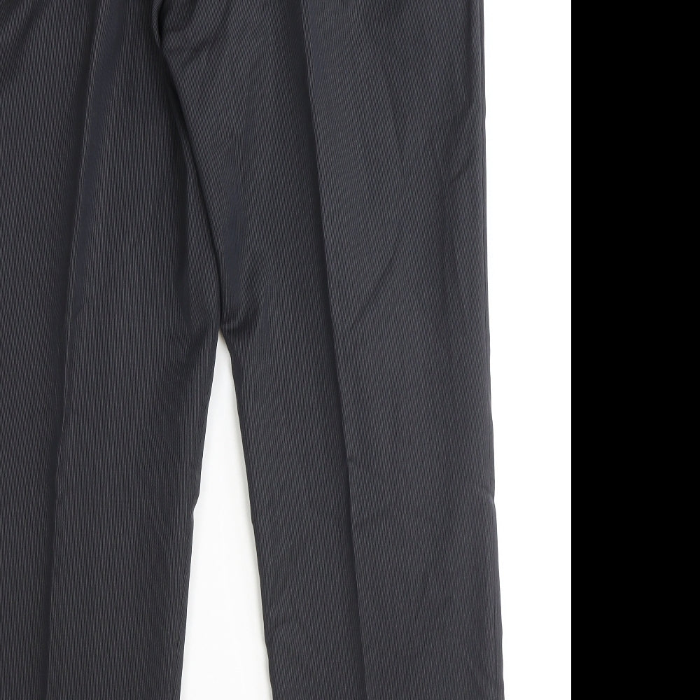 Preworn Mens Black Wool Dress Pants Trousers Size 34 in Regular Zip