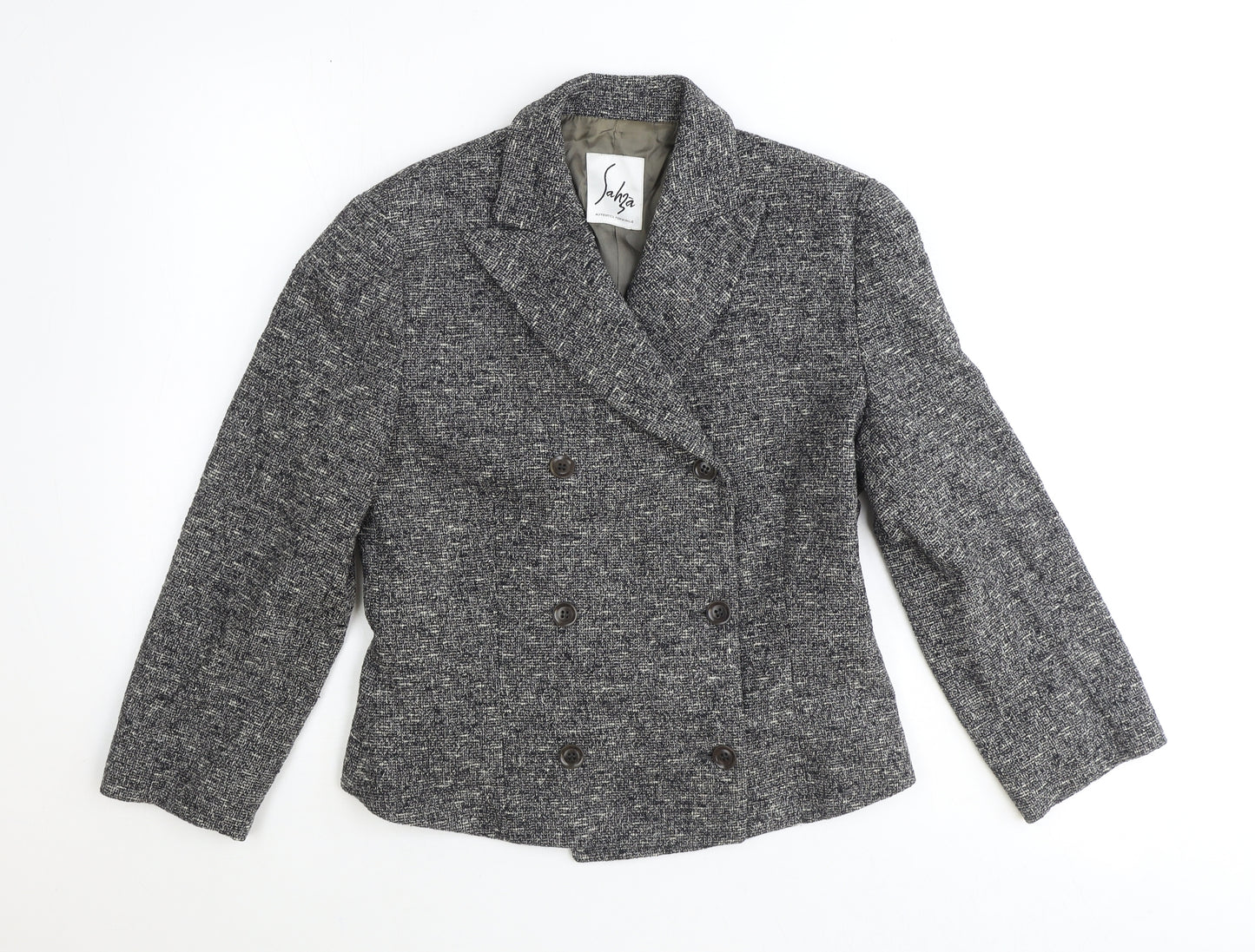 Sahra Womens Grey Wool Jacket Blazer Size 10
