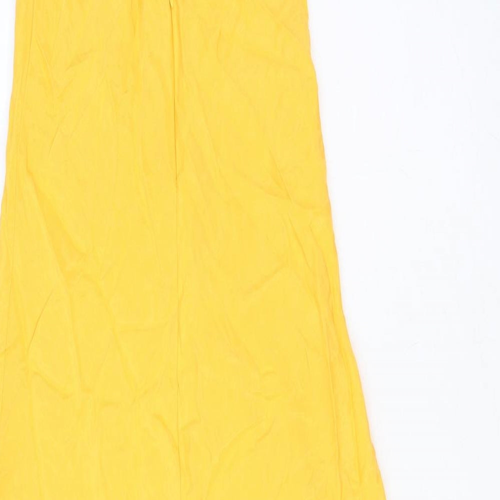 Zara Womens Yellow Polyester Maxi Size S Halter Zip