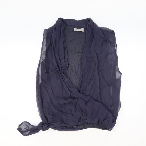 Label Lab Womens Blue Viscose Basic Blouse Size S Scoop Neck - Side Tie Detail