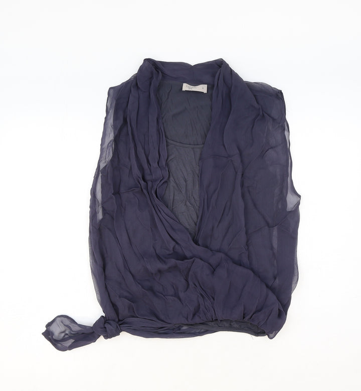 Label Lab Womens Blue Viscose Basic Blouse Size S Scoop Neck - Side Tie Detail