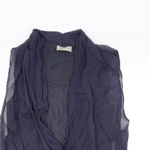Label Lab Womens Blue Viscose Basic Blouse Size S Scoop Neck - Side Tie Detail