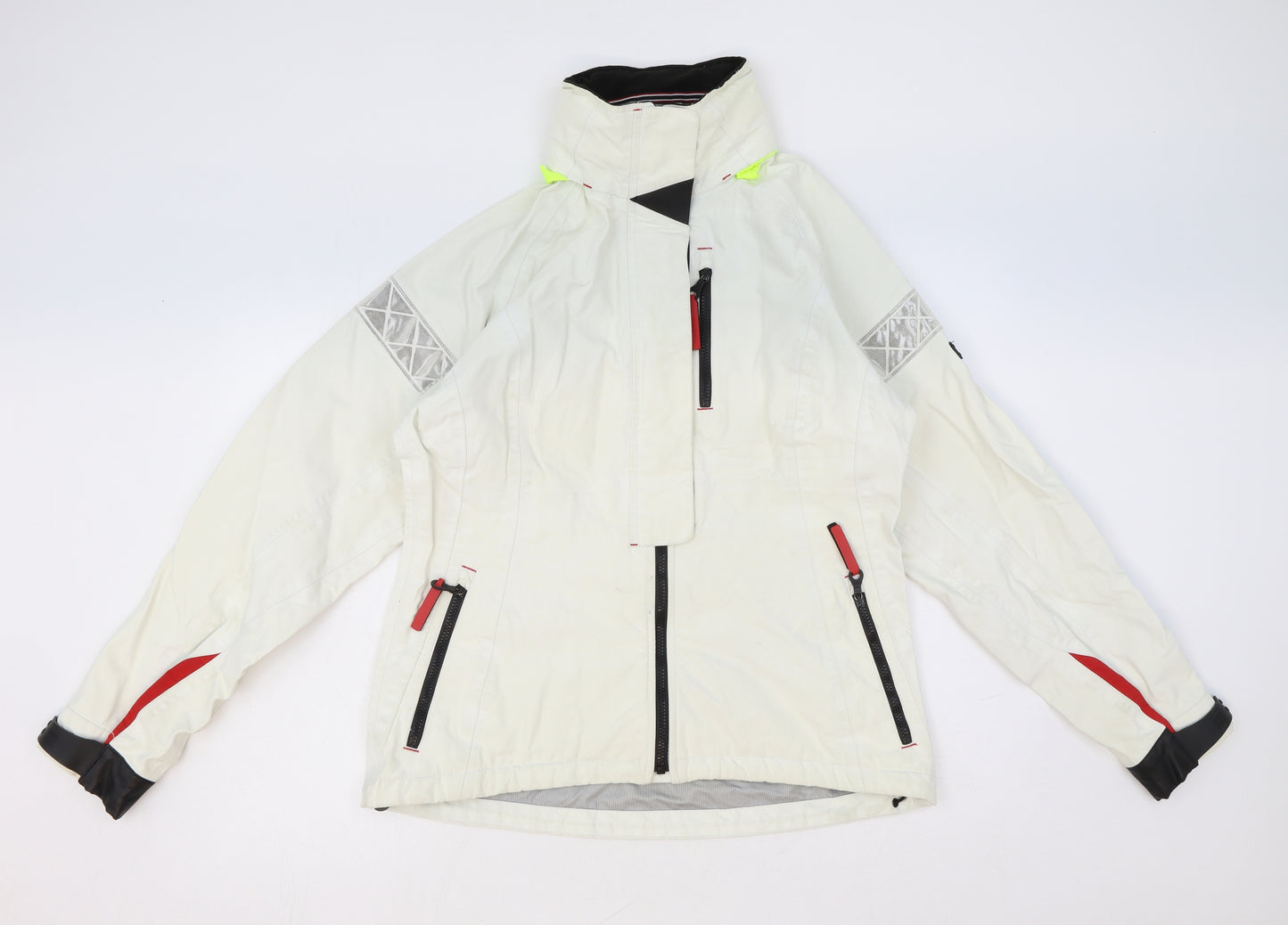 Tommy Hilfiger Womens White Windbreaker Jacket Size L Zip
