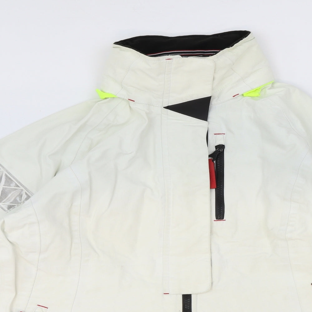 Tommy Hilfiger Womens White Windbreaker Jacket Size L Zip