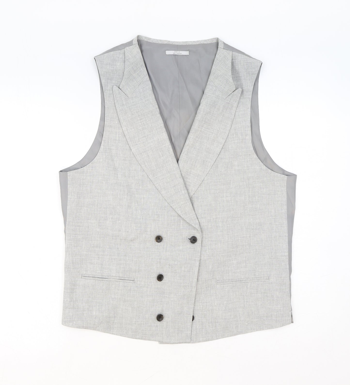 Marks and Spencer Mens Grey Linen Jacket Suit Waistcoat Size L Regular