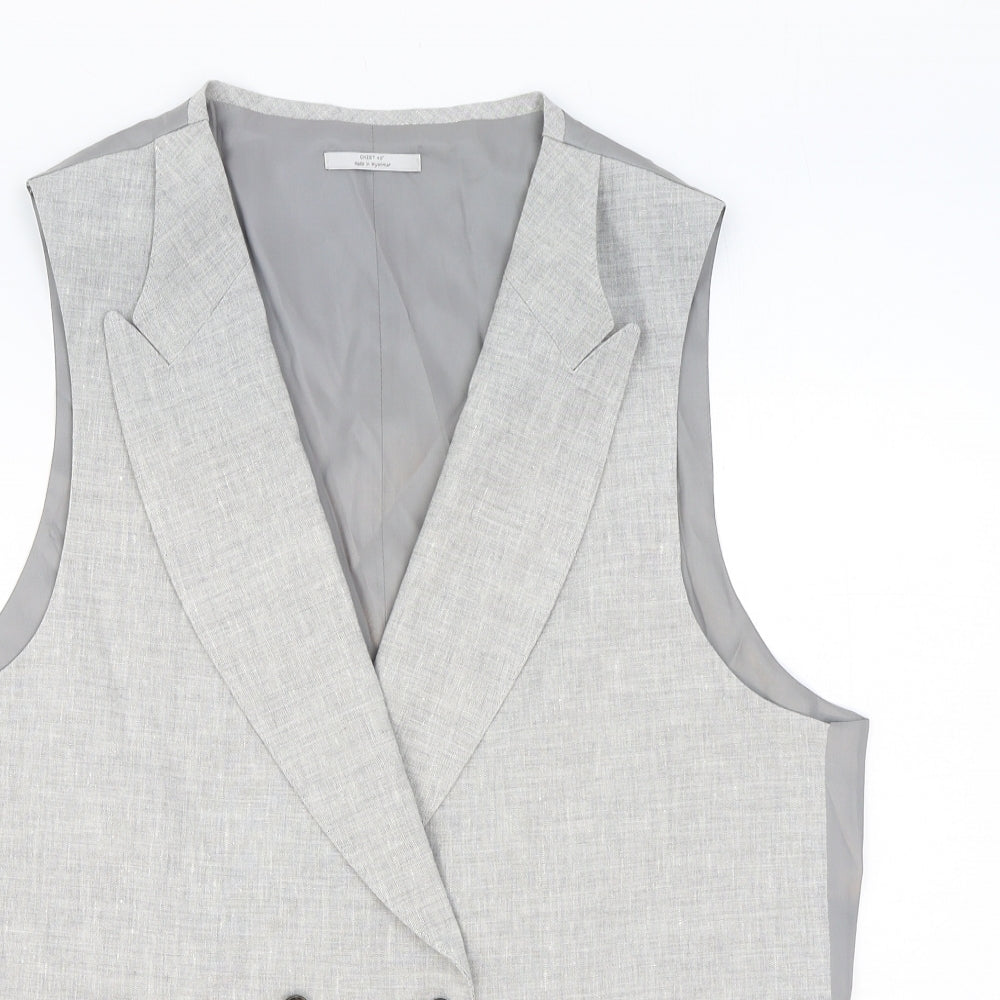 Marks and Spencer Mens Grey Linen Jacket Suit Waistcoat Size L Regular