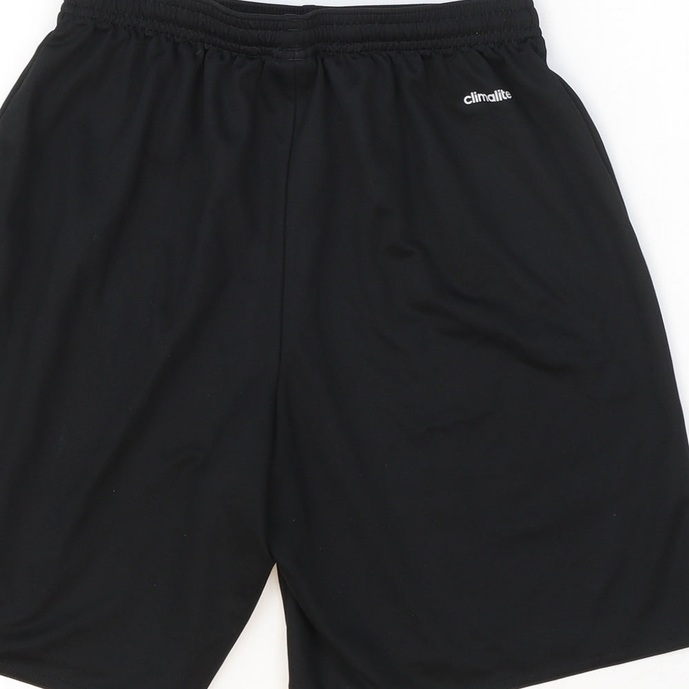 adidas Boys Black Polyester Sweat Shorts Size 13-14 Years Regular Tie