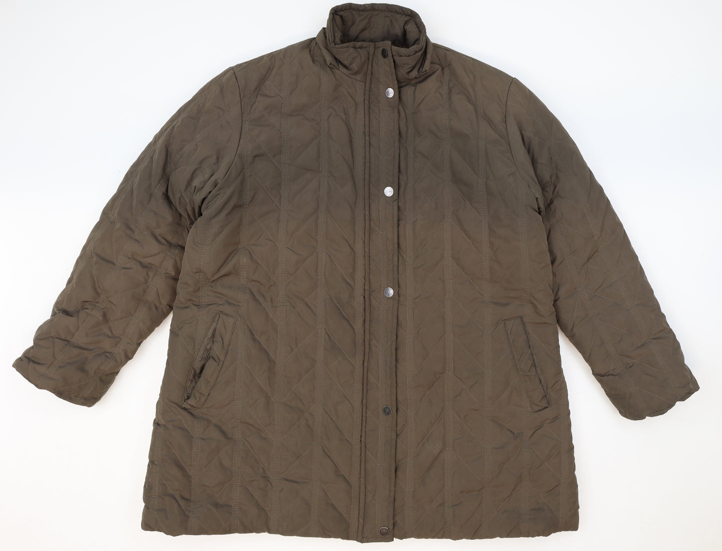 Catkin Womens Brown Quilted Coat Size 4XL Zip