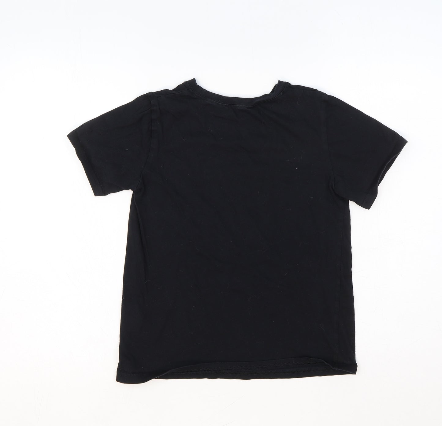 H&M Girls Black Cotton Basic T-Shirt Size 8-9 Years Round Neck Pullover - Chill Days