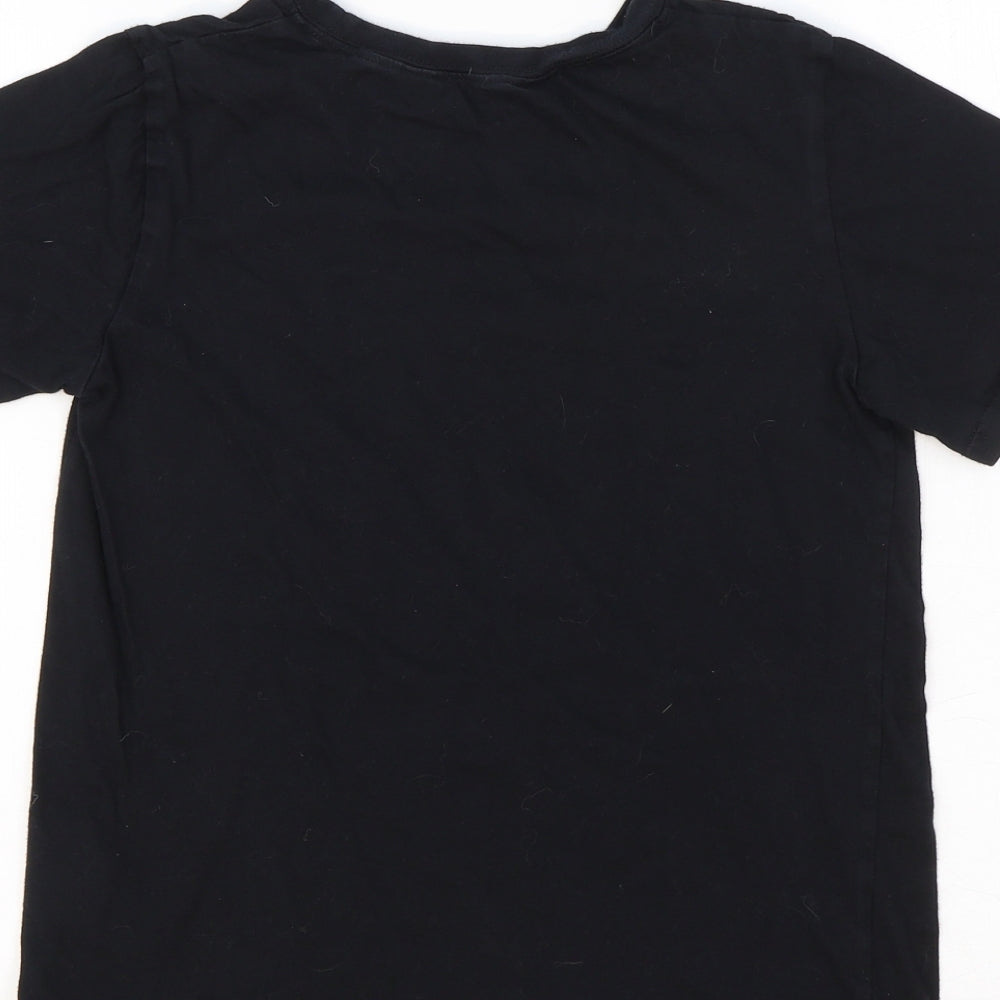 H&M Girls Black Cotton Basic T-Shirt Size 8-9 Years Round Neck Pullover - Chill Days