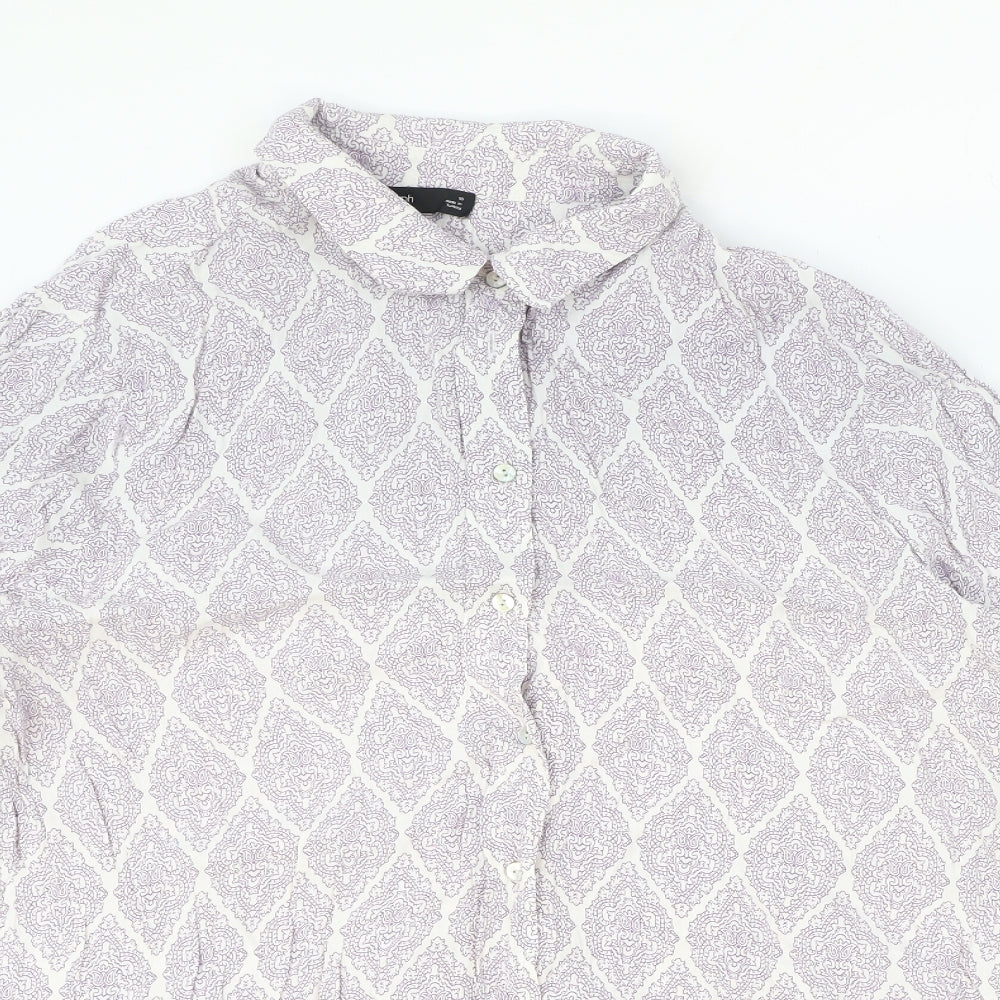 Autograph Womens Pink Geometric Viscose Basic Button-Up Size 16 Collared