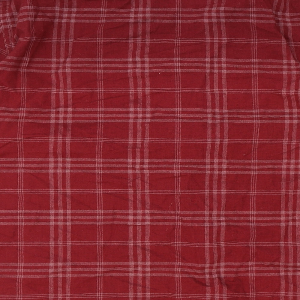 Boden Mens Red Plaid Cotton Button-Up Size L Collared Button