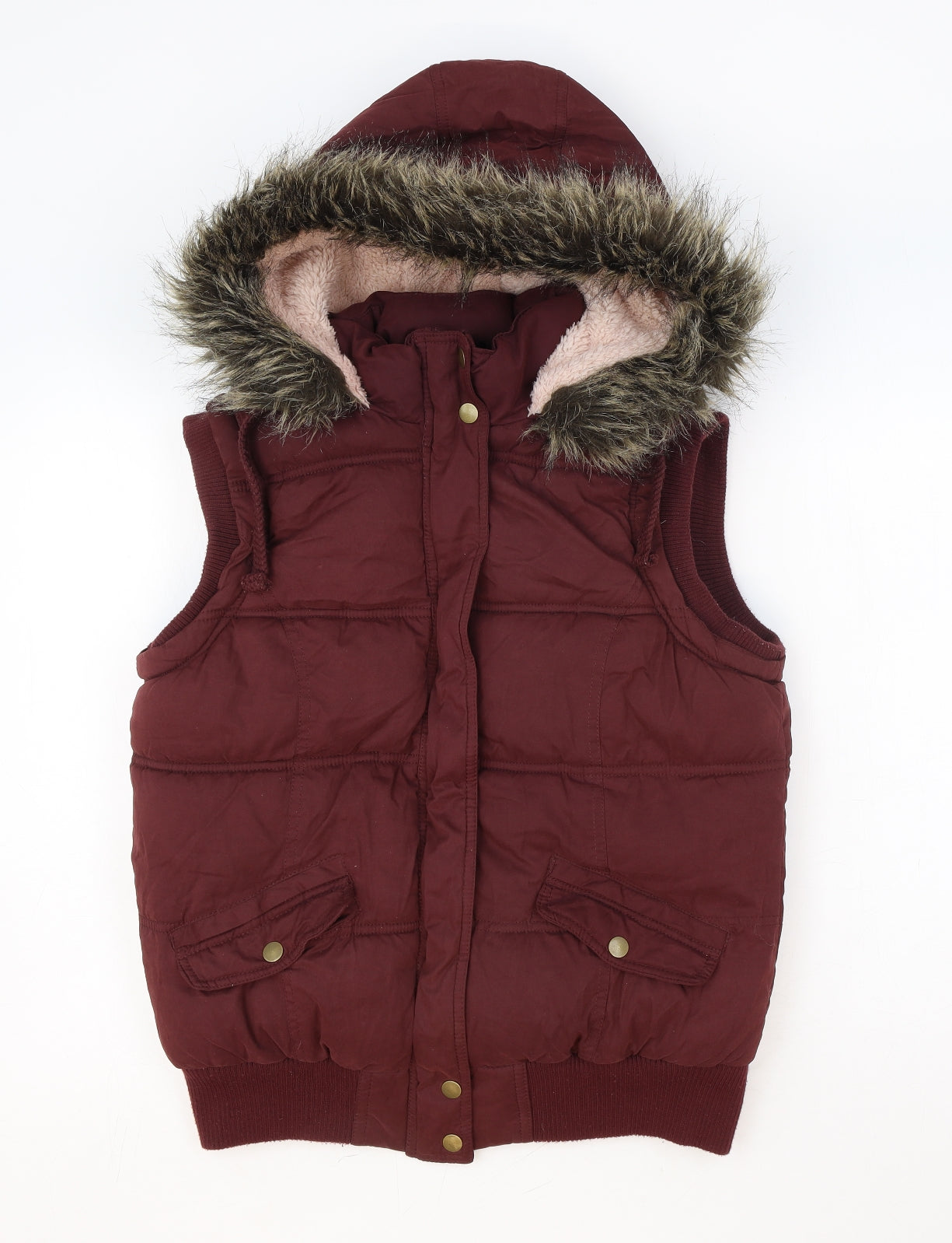 New Look Womens Red Gilet Jacket Size 14 Zip