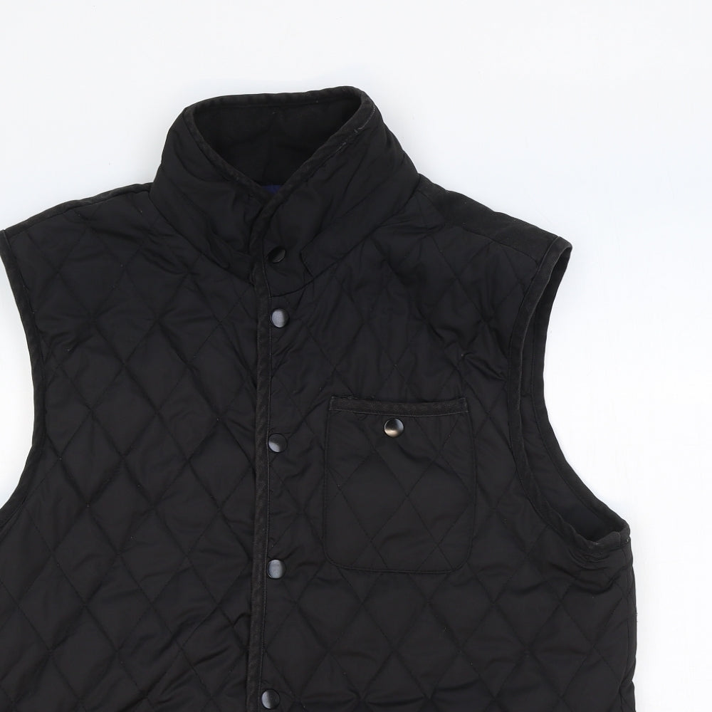 River Island Mens Black Gilet Jacket Size M Snap