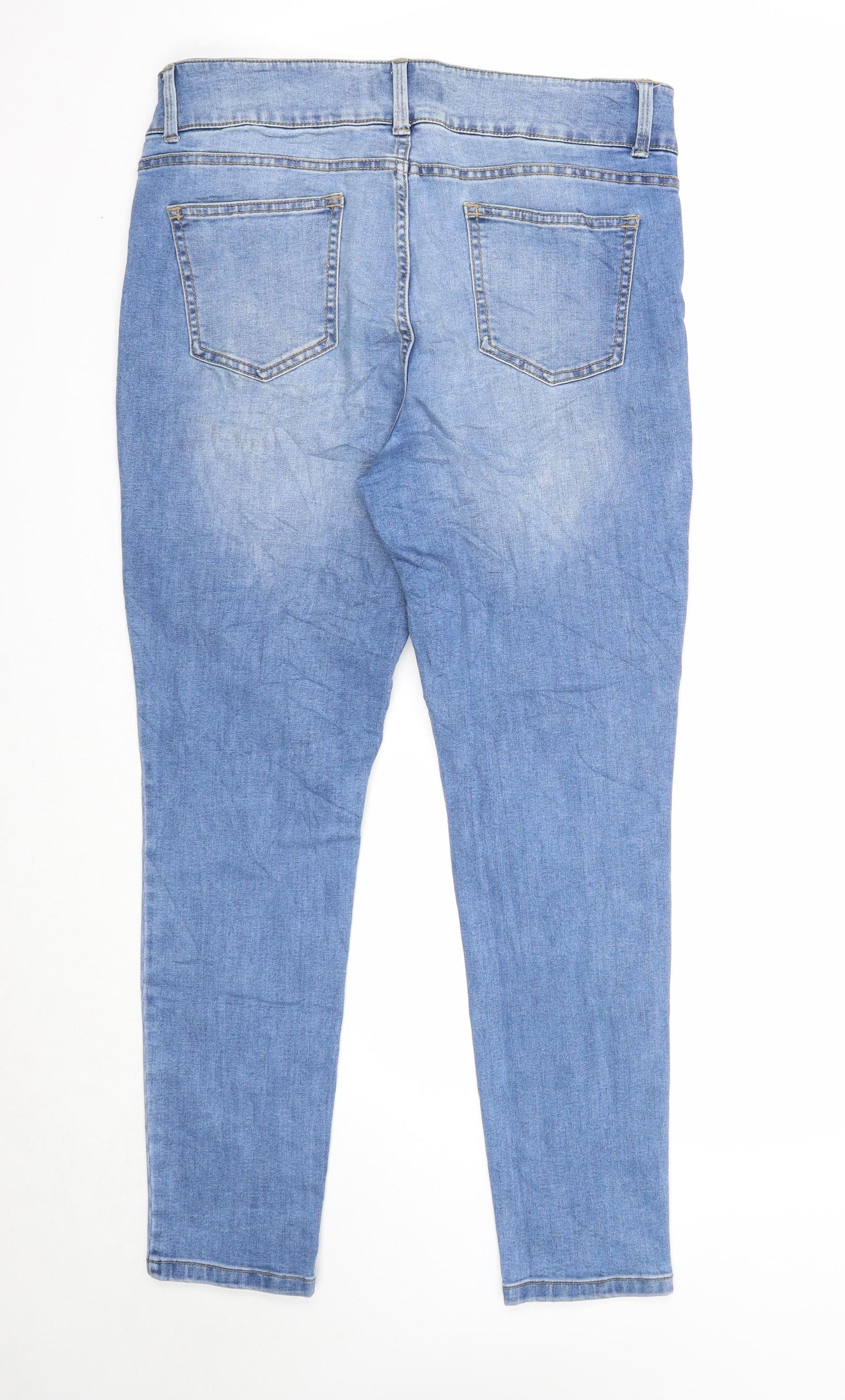 Principles Womens Blue Cotton Straight Jeans Size 16 Slim Zip