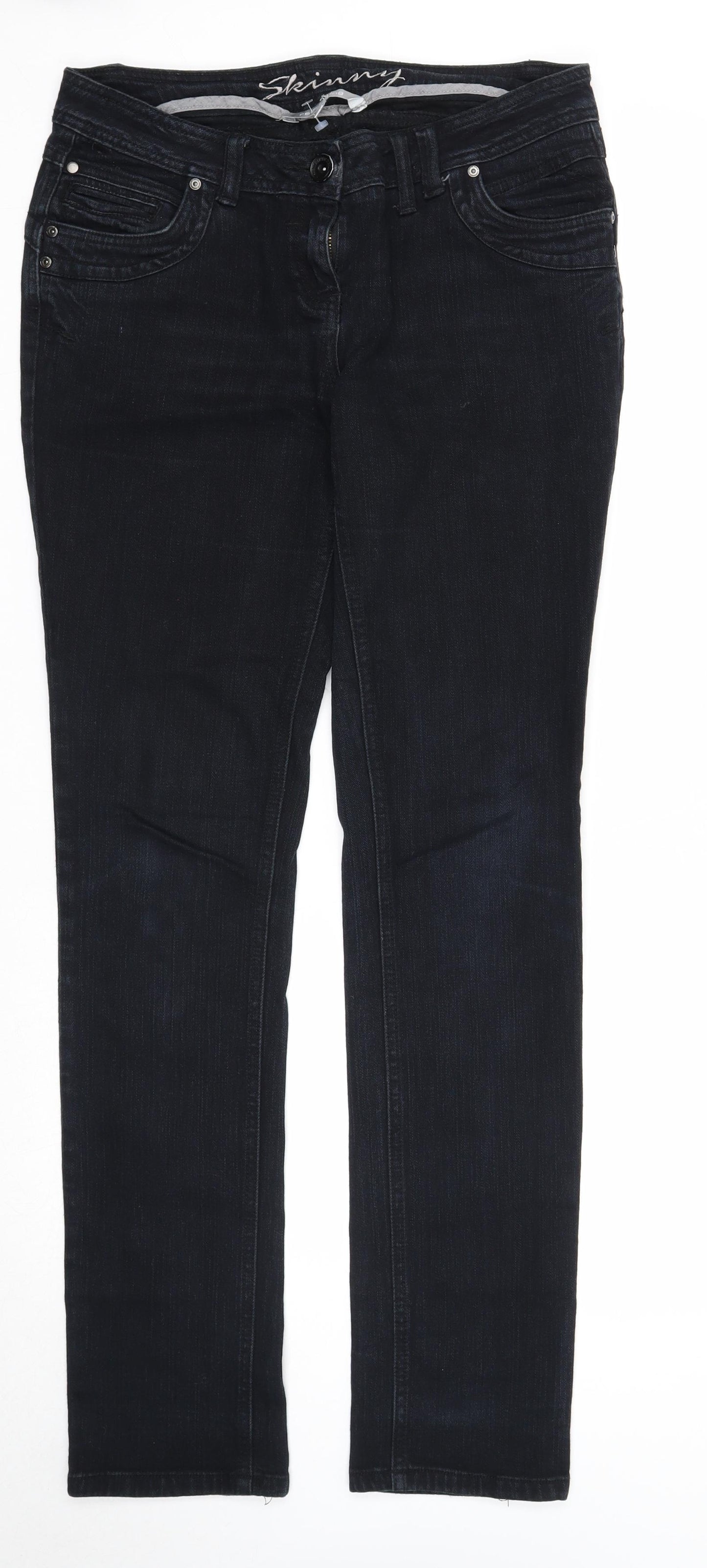Red Herring Womens Blue Cotton Straight Jeans Size 12 Regular Zip