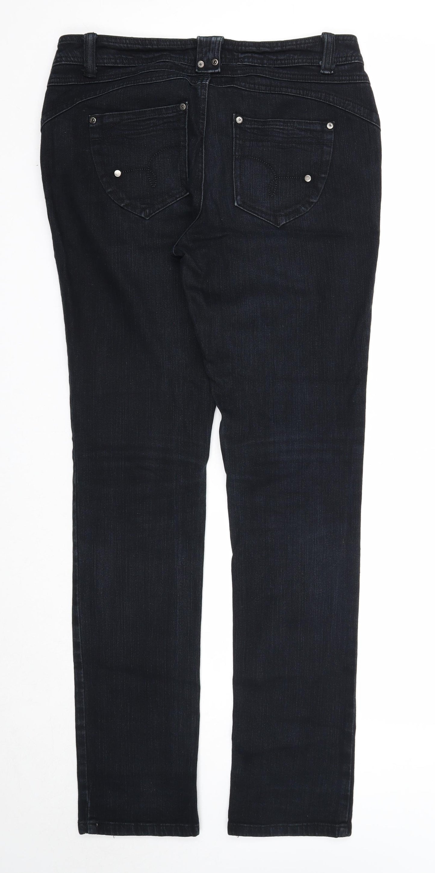 Red Herring Womens Blue Cotton Straight Jeans Size 12 Regular Zip
