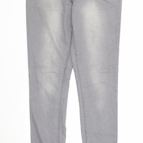 Denim & Co. Womens Grey Cotton Straight Jeans Size 12 Regular Zip