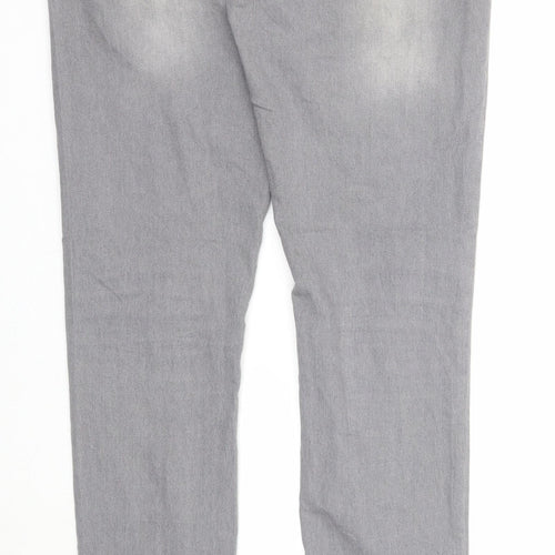 Denim & Co. Womens Grey Cotton Straight Jeans Size 12 Regular Zip
