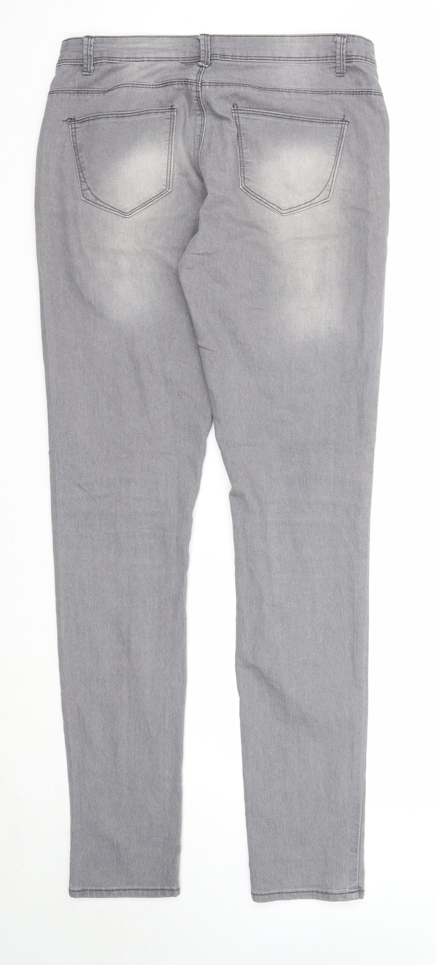 Denim & Co. Womens Grey Cotton Straight Jeans Size 12 Regular Zip