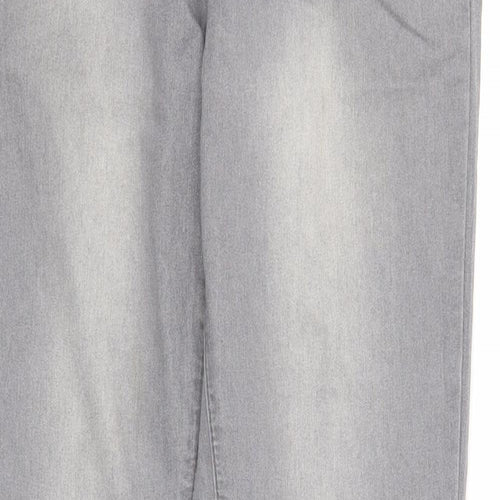Denim & Co. Womens Grey Cotton Straight Jeans Size 12 Regular Zip