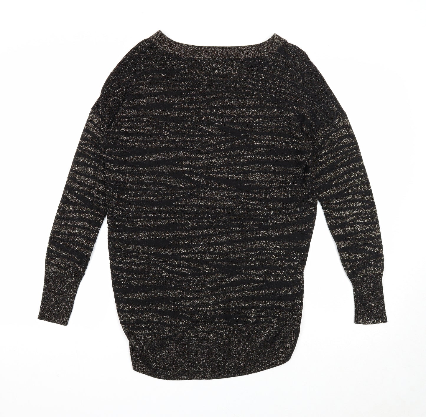 Wallis Womens Black V-Neck Animal Print Acrylic Pullover Jumper Size S