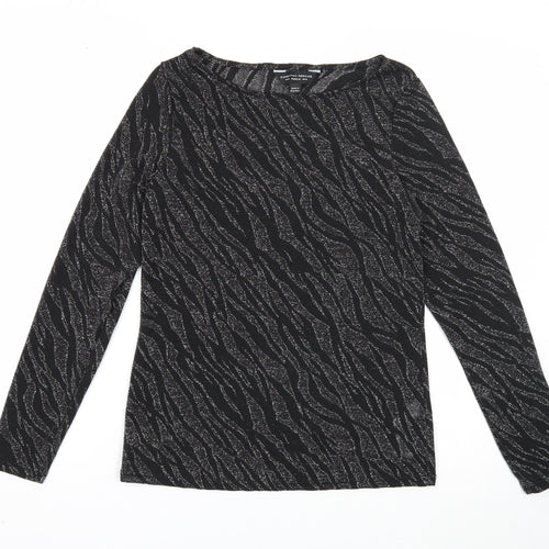 Dorothy Perkins Womens Black Animal Print Polyester Basic Blouse Size 10 Boat Neck - Tiger Print