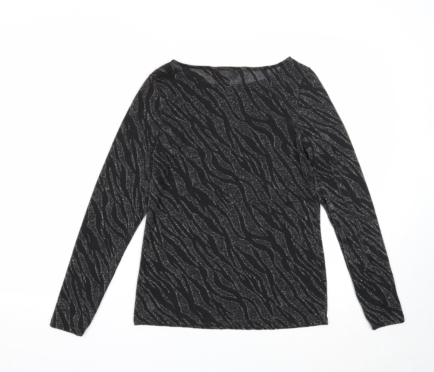 Dorothy Perkins Womens Black Animal Print Polyester Basic Blouse Size 10 Boat Neck - Tiger Print