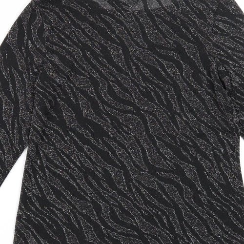Dorothy Perkins Womens Black Animal Print Polyester Basic Blouse Size 10 Boat Neck - Tiger Print