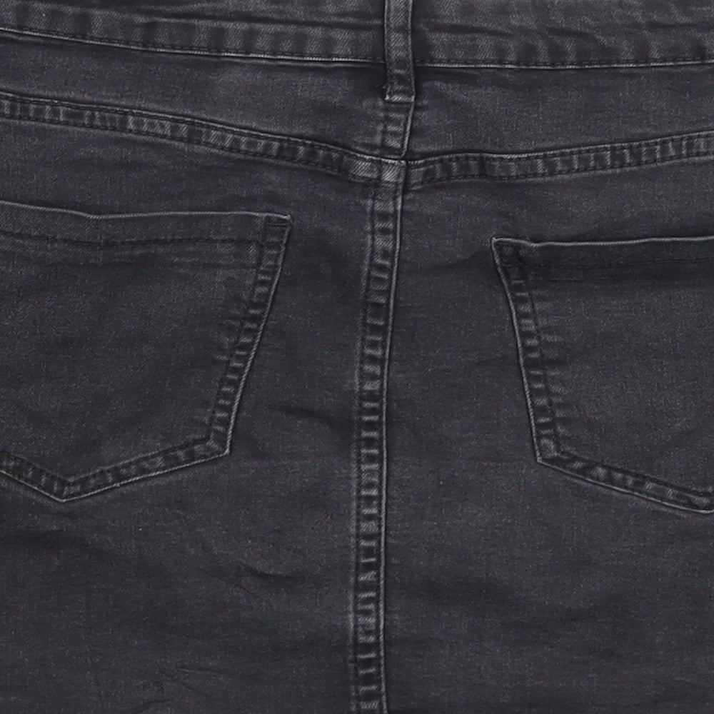 91 Womens Black Cotton Mini Skirt Size 10 Zip