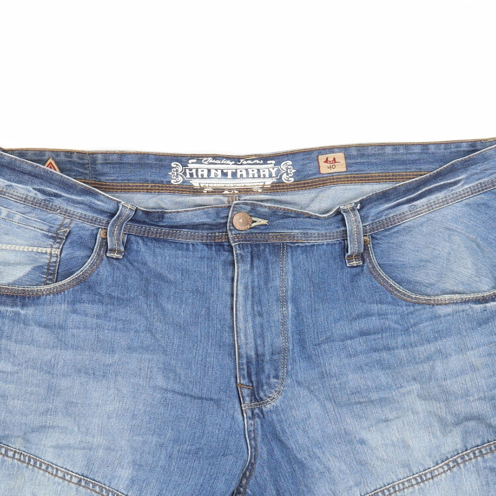 MANTARAY PRODUCTS Mens Blue Cotton Chino Shorts Size 40 in Regular Zip