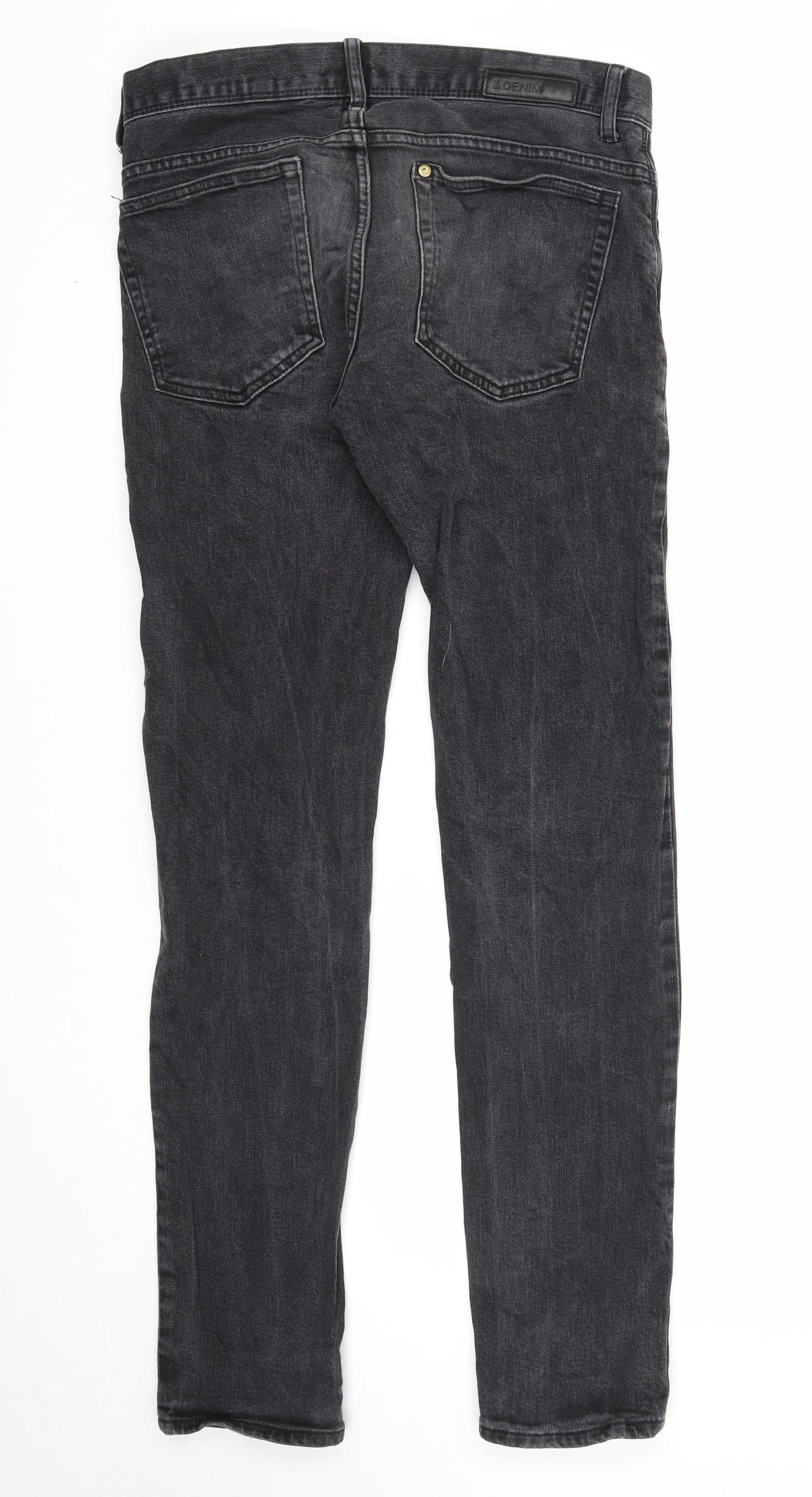 Preworn Mens Black Cotton Straight Jeans Size 30 in L32 in Slim Button
