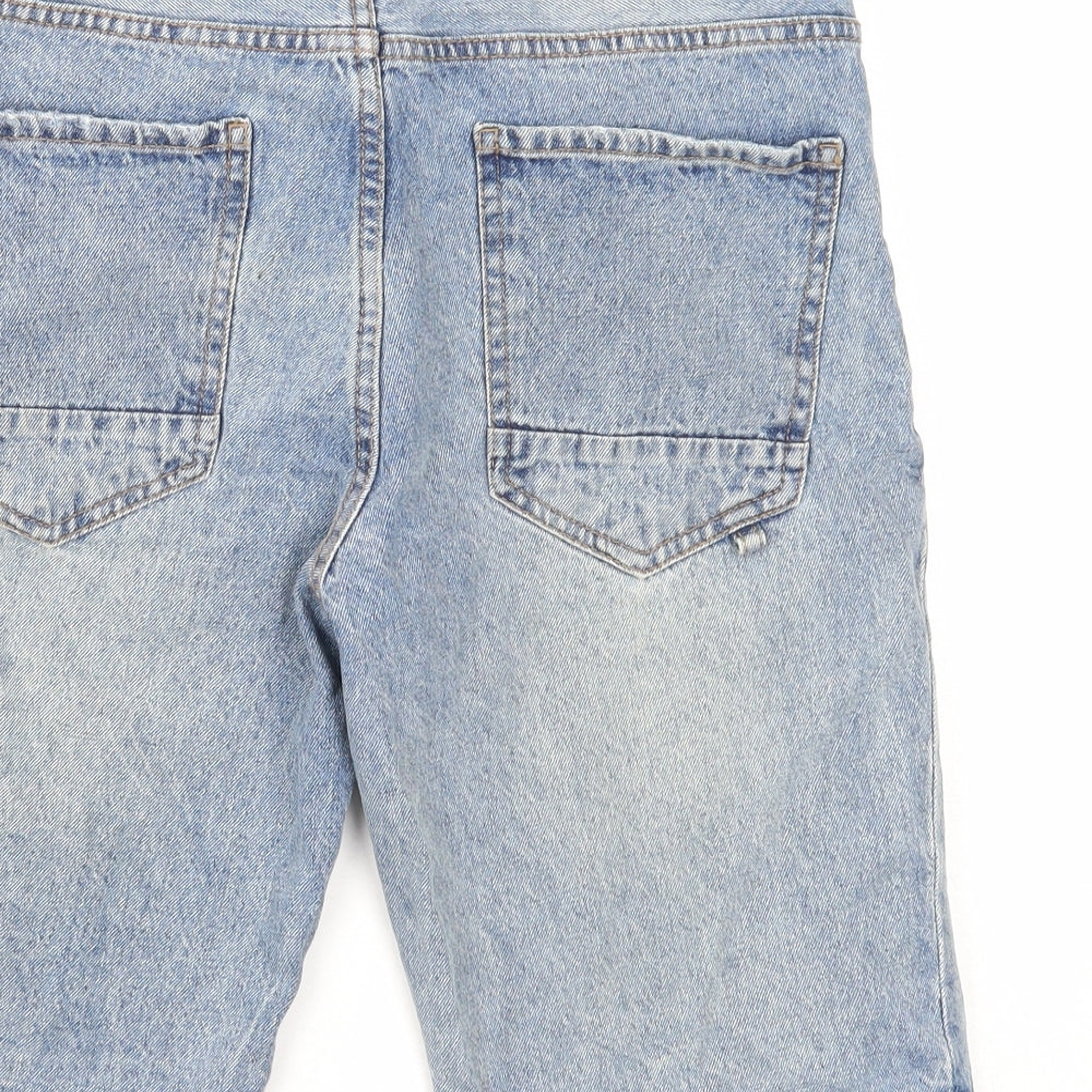 Cotton On Mens Blue Cotton Biker Shorts Size 30 in Regular Zip