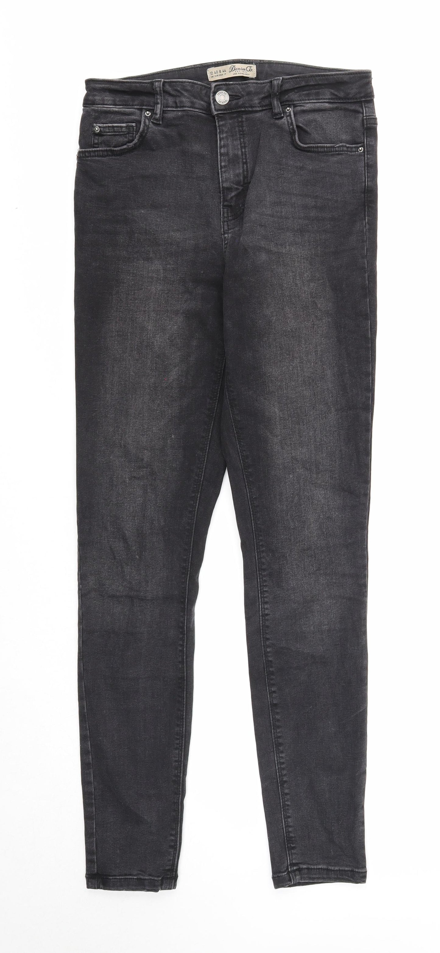 Denim & Co. Womens Black Cotton Skinny Jeans Size 12 Regular Zip
