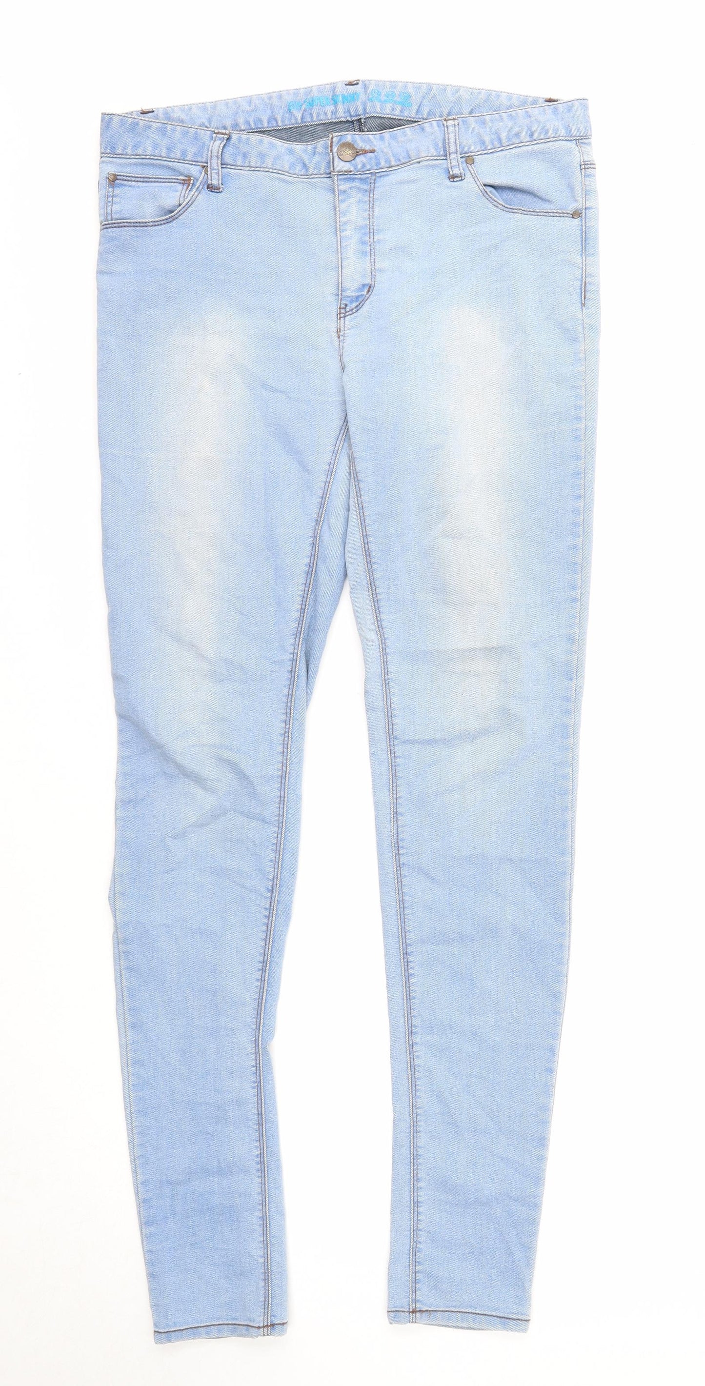 Denim & Co. Womens Blue Cotton Skinny Jeans Size 14 Regular Zip