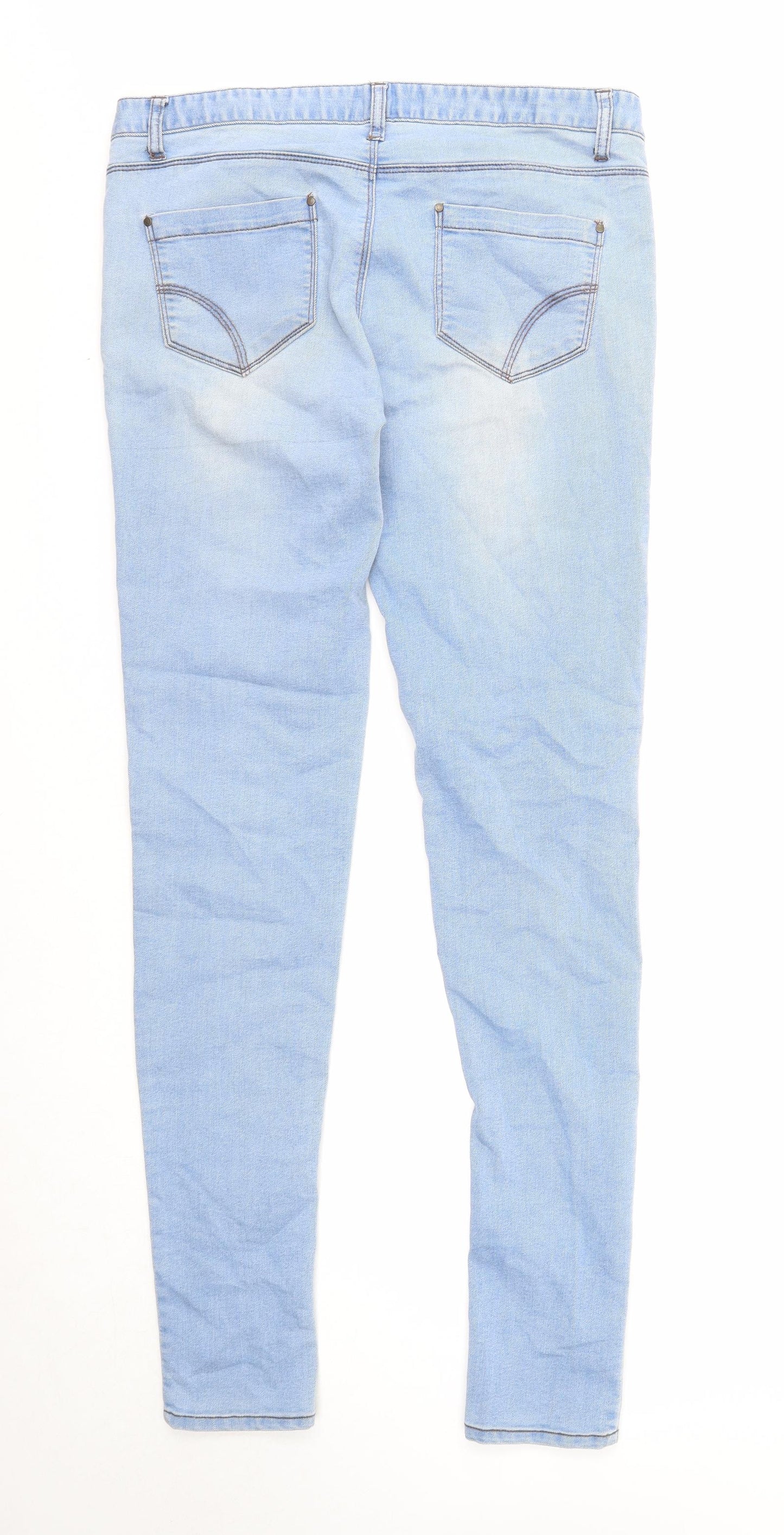 Denim & Co. Womens Blue Cotton Skinny Jeans Size 14 Regular Zip