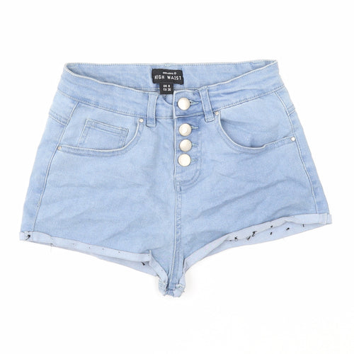 Select Womens Blue Cotton Hot Pants Shorts Size 8 Regular Zip