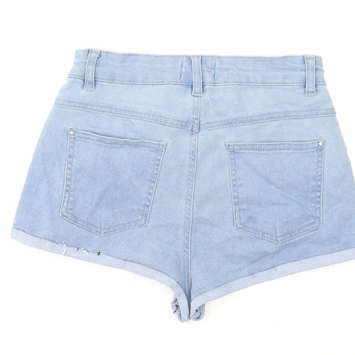 Select Womens Blue Cotton Hot Pants Shorts Size 8 Regular Zip