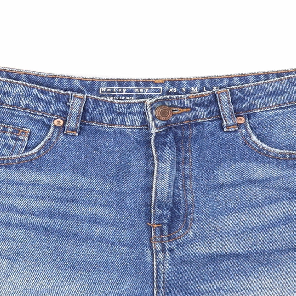 Noisy may Womens Blue Cotton Boyfriend Shorts Size M Regular Zip